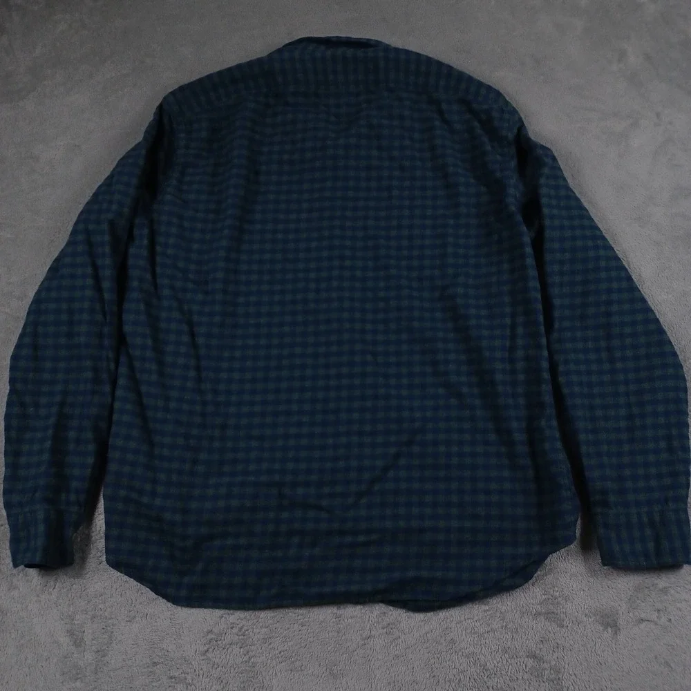 J‎ Crew Shirt Mens XL Blue PLaid Flannel Slim Fit Preppy Modern Casual